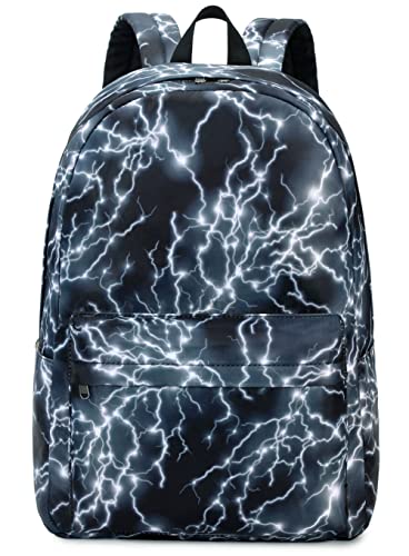 Boy School Backpack Elementary Middle Lightning Bookbag Laptop Teenager Waterproof Lightweight 17 Inches (2Black)