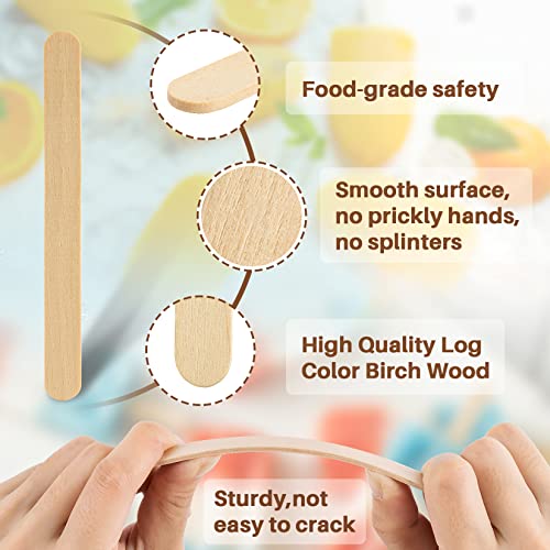 Sukh Popsicle Sticks For-Crafts - 200 Pcs Craft Popsicle Sticks 4.5 Inch Wooden Multi-Purpose Premium Wood For Waxing Crafting Paddle Ice Cream Stirring Plant Labels Diy Art Projects Craft Stick #TOP3