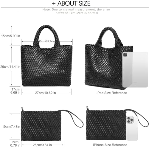 Image of JINMANXUE Fashion Woven Bag Shopper Bag Travel Handbags and Purses Women Tote Bag Large Capacity Shoulder Bags