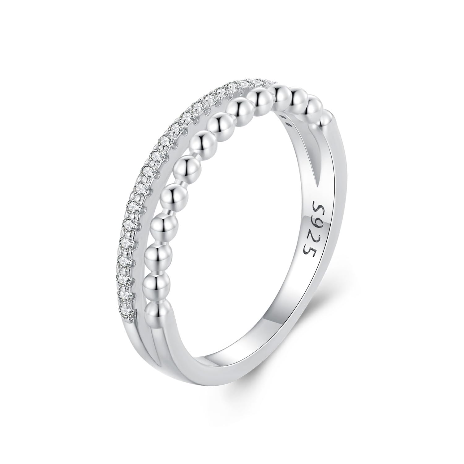 Bague d'éternité double rangée plaquée et oxyde de zirconium d'exception - 8