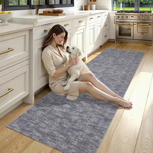 Alfombra cocina lavable y antideslizante gris para pasillo de 120x200 3