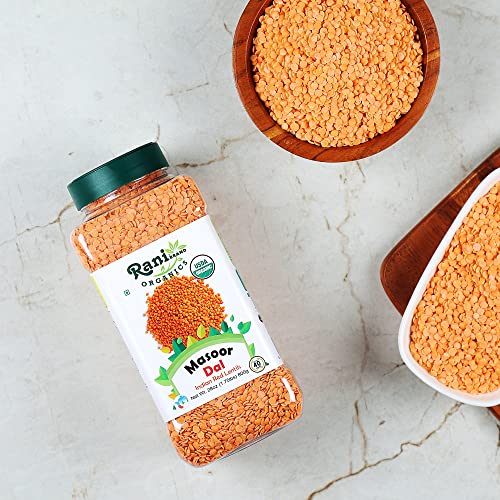 Image of Rani Organic Masoor Dal (Red Split Lentils) 28oz (800g) PET Jar ~ All Natural | Vegan | Gluten Friendly | NON-GMO | Indian Origin | USDA Certified Organic
