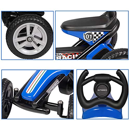 image for LONABR Pedal Go Kart Ride on Toys 4 Wheel Kids' Pedal Car Racer with E
