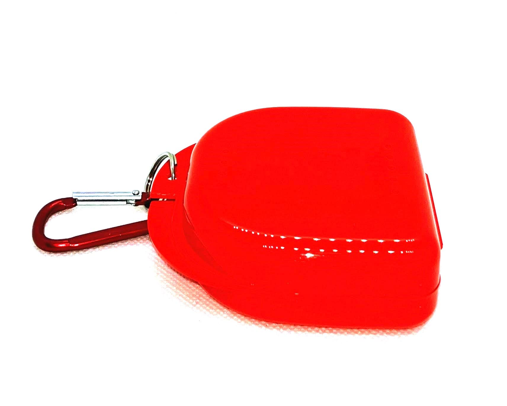 Photo 1 of Retainer Case with Clip – 2 Pack Mouth Guard Denture Case – Sturdy and Reliable Mouthguard Cases – Tight Locking Closure Retainer Case with Carabiner Clip – Variety of Colors (Red/Black)TMDF Retainer Case with Clip – 2 Pack Mouth Guard Denture Case – Stur