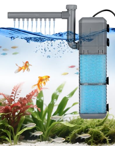 NETONDA Filtre Aquarium Réglable Pompe Aquarium 800L/H 9W Ultra-Silencieux Filtre Intérieur Aquarium Double Mousse Filtrante pour Aquariums de Moins de...