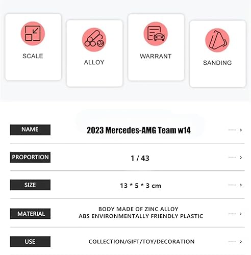 Miniatura 8 de Xiangtat Bburago 143 Mercedes-AMG Petronas F1 Team W14 2023 44# Lewis Hamilton Alloy Car Die Cast Model Collection Gift (W14 44#)