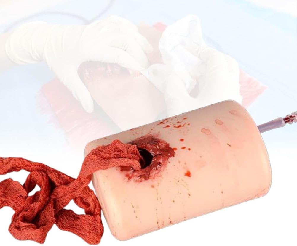 Entrenador de hemostasia Herida Modelo de hemostasia Kit de Entrenamiento de torniquete Ejercicios para Coser Material de Silicona sangrante Herida de Bala Altamente simulada en el Muslo