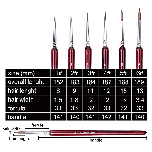 Golden Maple G-MAPLE102 Professional Sable Hair Detail Paint Brush Set thumb #4