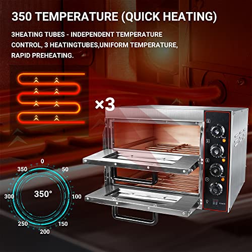 Zxmt Commercial Pizza Oven Double Oven 3000W 16 Inch Stainless Steel Pizza Electric Countertop Pizza And Snack Oven Multipurpose Oven For Restaurant Home Pizza Pretzels Roast Yakitori 110V #TOP5