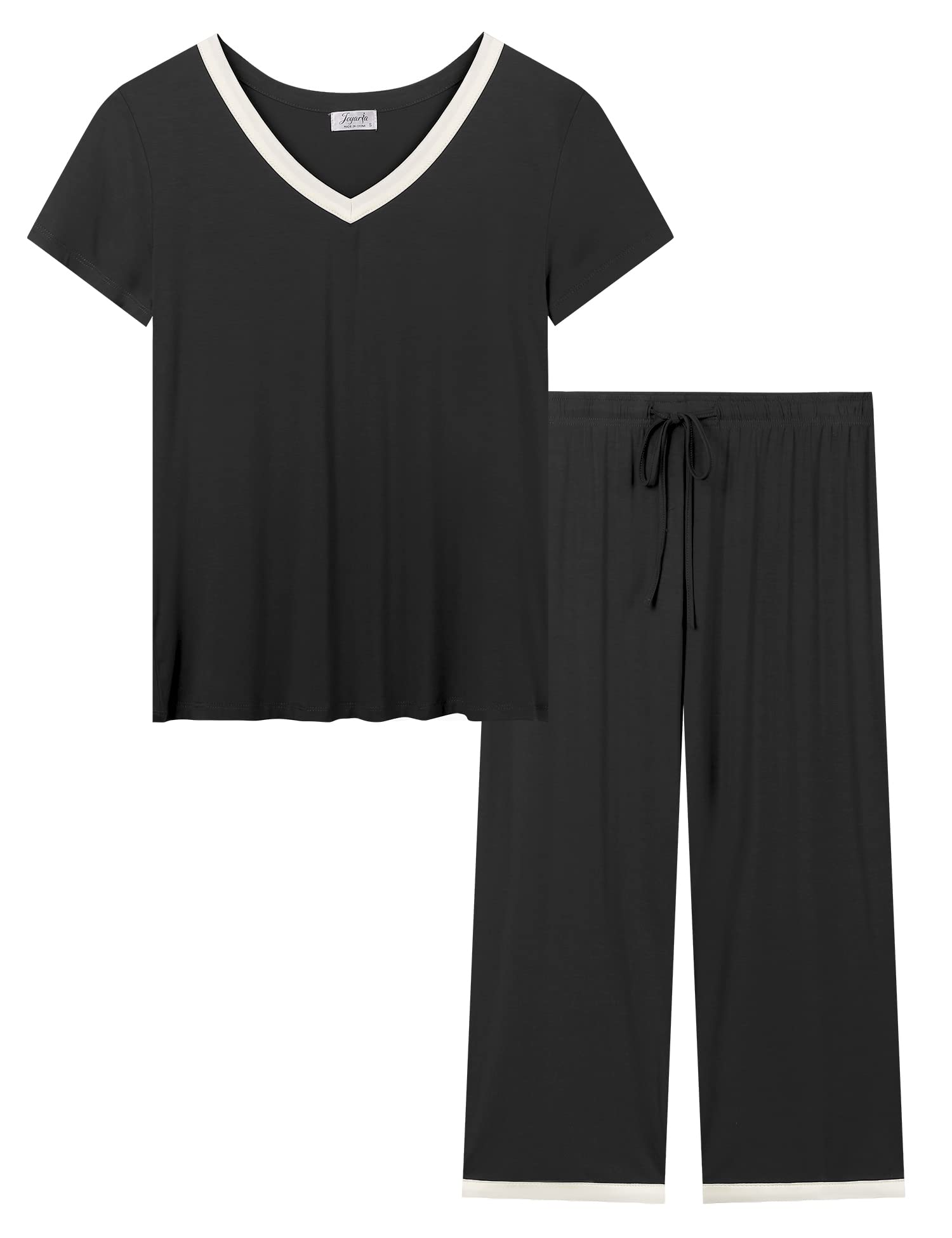 AmorbellaWomen Pyjamas Bamboo Viscose Sweat Wicking Cooling PJs Capri Set Nightwear S-XXL