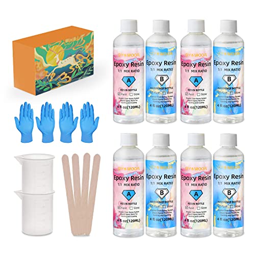 32.5 oz Epoxy Resin Kit Liquid Resin Supplies Glass Crystal Clear...