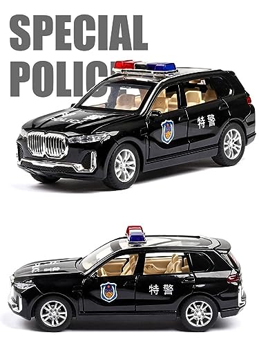 Image of 1:32 B-M-W X7 Police Model Diecast Metal Pullback Toy car with Openable Doors & Light, Music Boys car for Kids Best Toys Gifts Toys for Kids (Black)