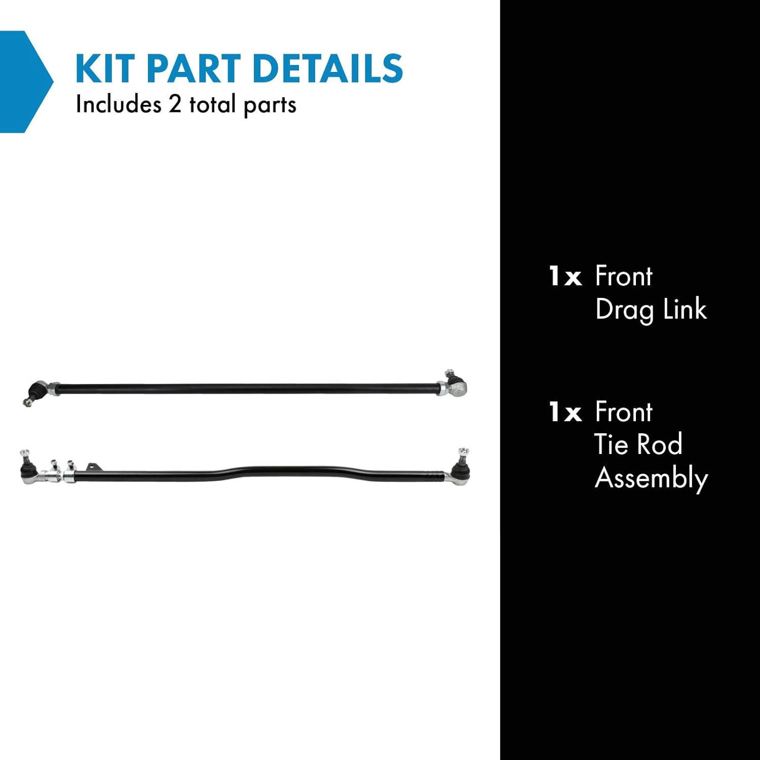 TRQ Front Steering Kit Drag Link Tie Rod Assembly Compatible with 2002-2008 Mercedes-Benz G500 2003-2011 G55 AMG 2009-2015 G550 2013-2018 G63 AMG 2016-2018 G65 AMG