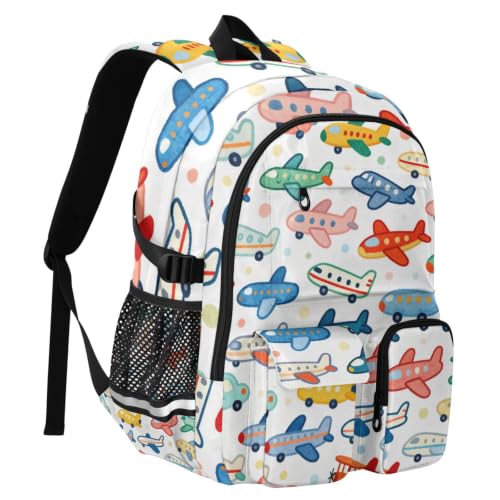 Mochila de viaje grande para universidad escuela trabajo con aviones animados 2