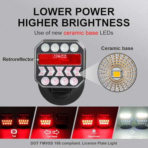 Image of Agrieyes USB-C Wireless Trailer Lights, Adjustable Magnetic Tow Light with Retroreflectors, Rechargeable Towing Light Kit Reverse for Trucks, Boat, RV, Vehicle, Caravan