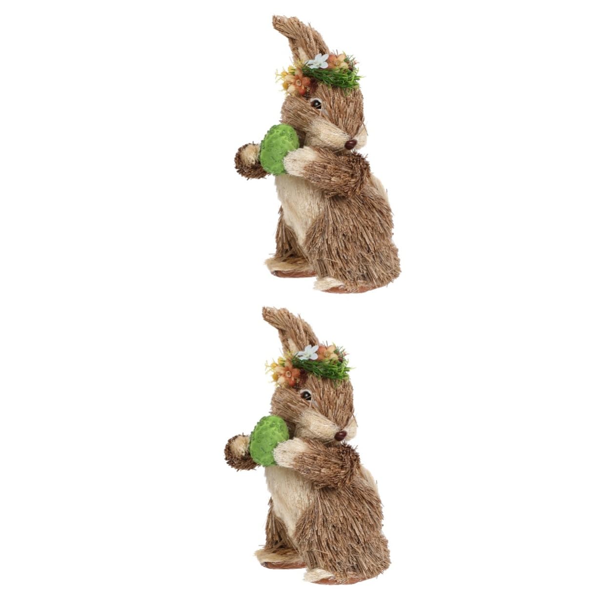 Ciieeo 2 Pièces Lapin Debout en Paille Ornement De Bureau Animal Mini-Lapin Statue De Lapin Debout Lapin De Pâques en Paille Mini-Jouets pour Animaux Décor Gazon Table à Manger Ornements