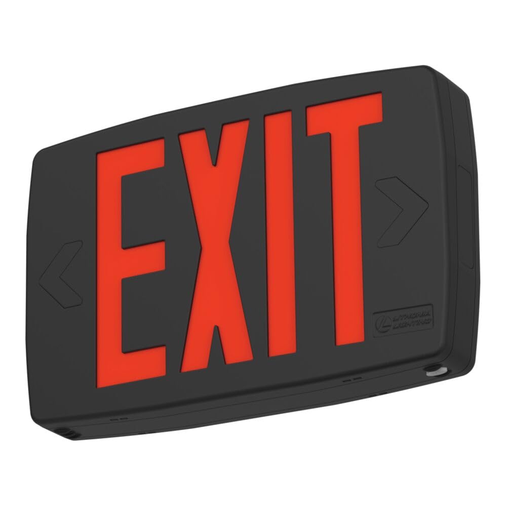 Image of Lithonia Lighting Quantum LED Exit Sign, Dual Sided Emergency Exit Sign, Selectable Red and Green Colors, Pop-Out Chevrons, AC Power with Battery Backup, Black (LQM S B RG MVOLT M6)
