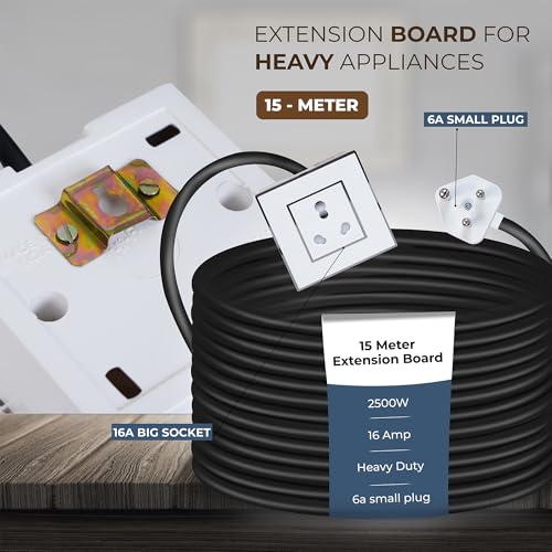 Image of Extension Board Heavy Duty Multi Socket 15A /16A /20A (2500 Watts 6A Small Plug, 15 Meter)