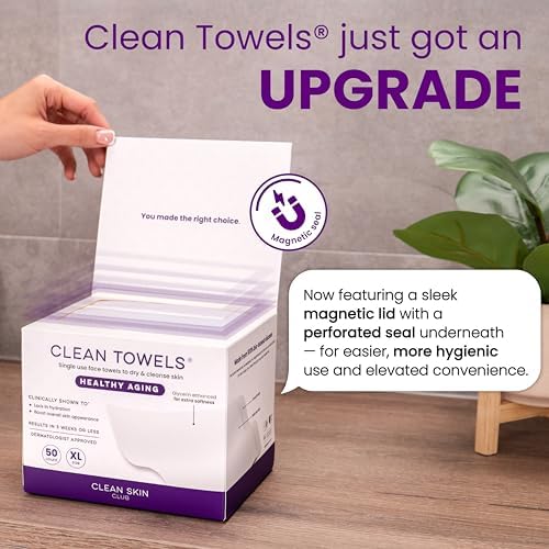 Reduces Fine Lines and Wrinkles in 6 weeks or Less, CLEAN SKIN CLUB Healthy Aging Clean Towels® XL, Disposable Face Towels, XL - 1 Pack (50 count) — view 6