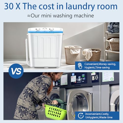 Image of DOGHLY 18lbs Portable Washing Machine, Washer with Drying Rack & 10 Hangers