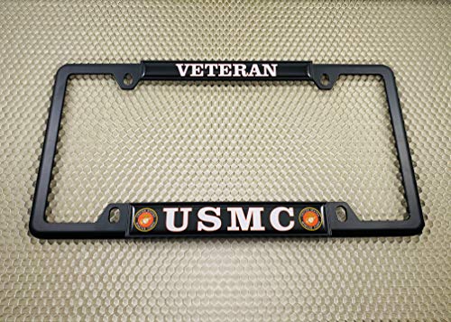 [Officially Licensed US Marine Corps Product] - USMC Veteran - Domed Custom-Made Personalized Narrow (Thin) Top 4 Hole Metal Car License Plate Frame with Free caps - Black Frame (Qty: 1) by BestLicensePlateFrames - Image 4