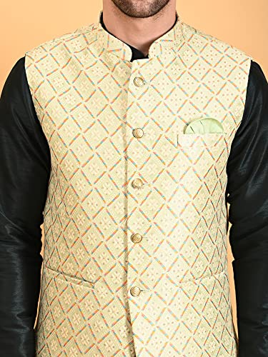 Image of Uri and MacKenzie Men's Silk Blend Kurta Pajama with Designer Ethnic Nehru Jacket /Modi Jacket