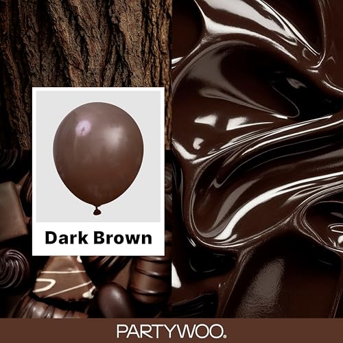 Image of PartyWoo Dark Brown Balloons 155pcs Different Sizes of 18 12 10 5 Inch Boho Coffee Neutral Fall Balloon Arch Kit for Bachelorette Baby Shower Anniversary Birthday Party Decorations Brown-F20
