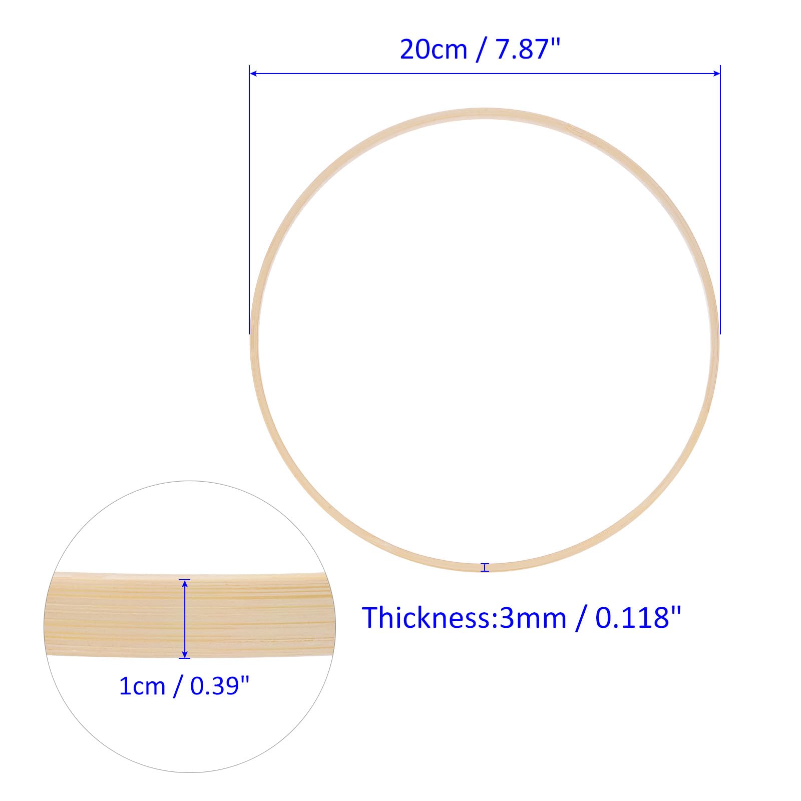 M METERXITY 8 Pack Wooden Bamboo Floral Hoop-8 Inch Craft Wooden Wreath Rings - Image 3