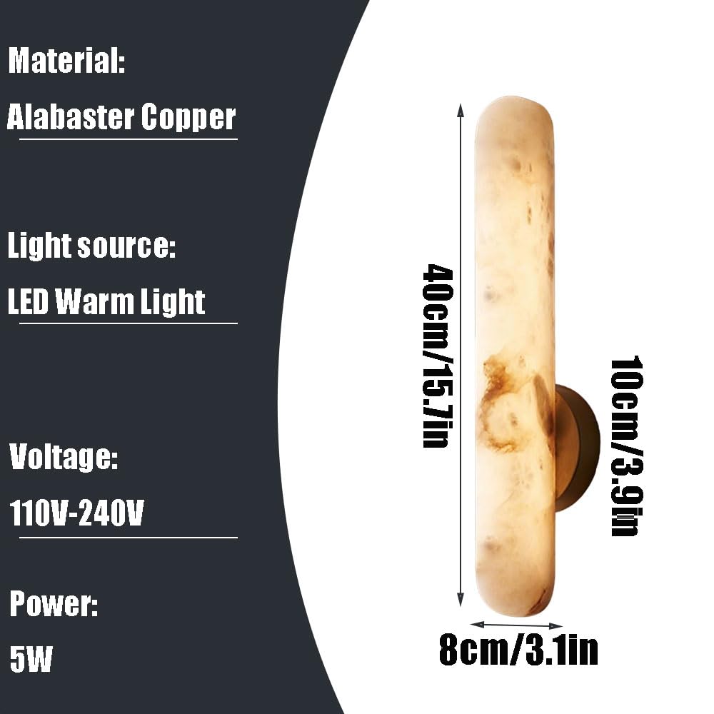 Aplique de pared de mármol con fuente de luz LED