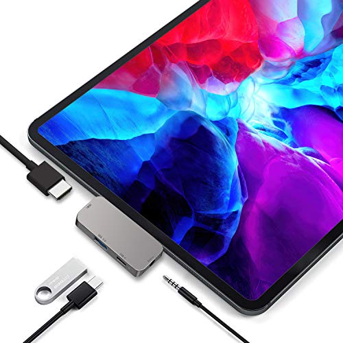 USB C Adapter Hub for iPad Pro 2018 2020 12.9/11 inch, with 3.5mm