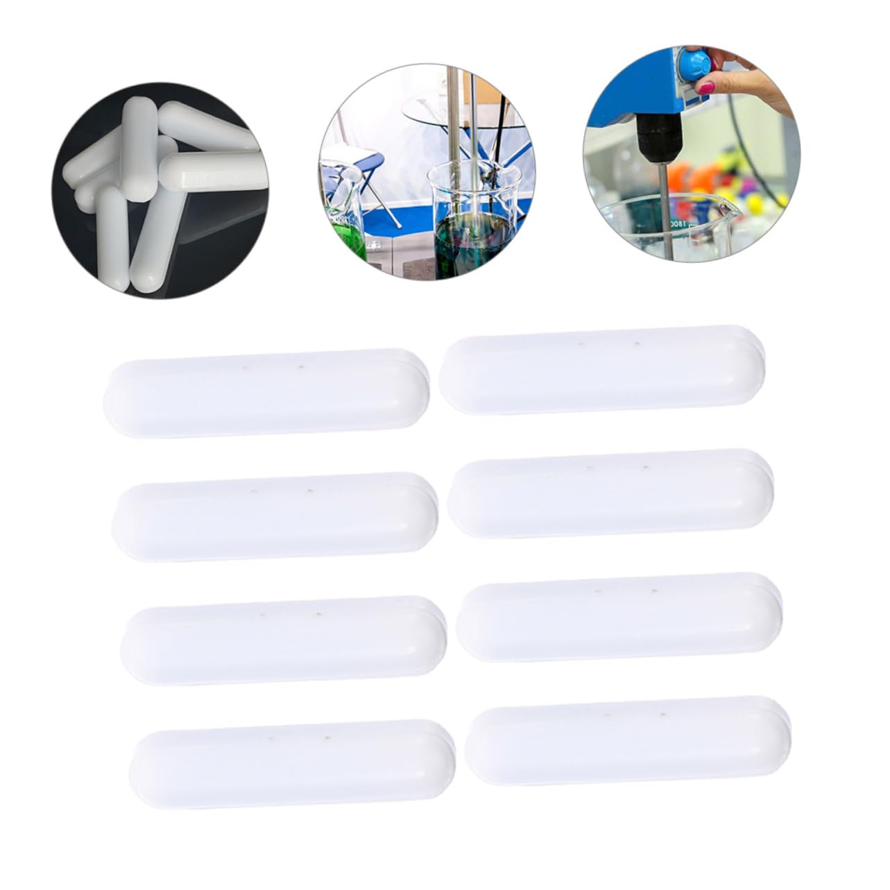 OUNONA 3 Sätze Magnetrührer Gadgets Barren Maschinenmischer Sportköder Handrührer Magnetrührstäbchen Magnetstab Magblox Magnet Stab Rührplattenstab Labor-rührstab Ptfe Weiß 8 Stück * 3