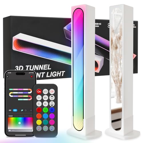 JTT RGB IC Mirrorlike Smart LED Light Bars, 16 Million Colors, 3 Control Modes, Dynamic Music Sync for Bedroom, Gaming PC & TV Backlight Strips Decoration, White