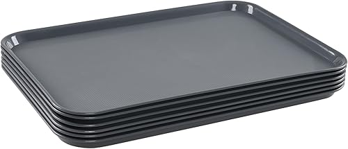 Bandejas de plástico grandes grises, bandejas multiusos para botas, 25.23 x 17.59 pulgadas, 6 paquetes