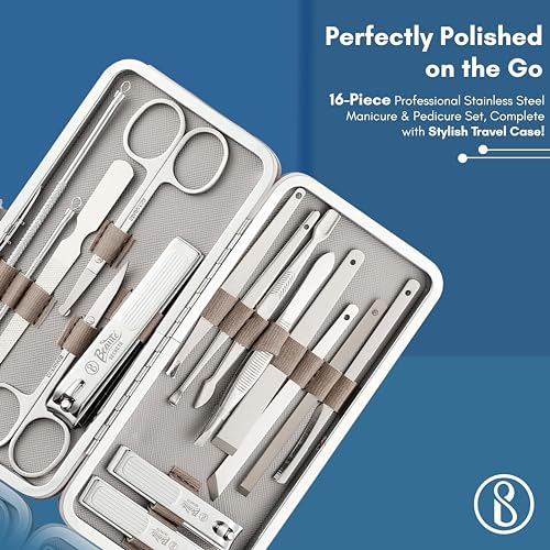 Beauté Secrets Essentials Manicure Set Nail Clippers Kit Manicure Pedicure Gift Set, 16Pcs Professional Stainless Steel Pedicure Care Tools Women Travel Grooming Kit with Case... - Image 4