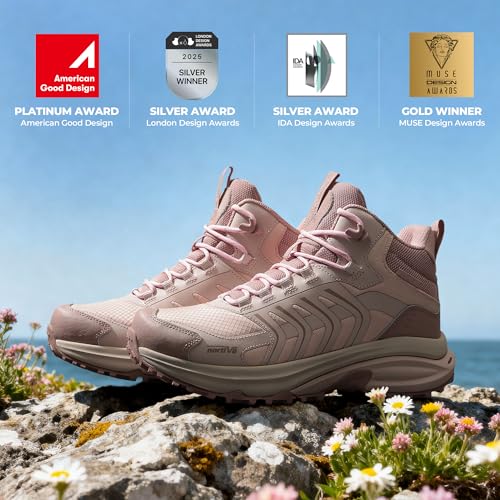 Image of NORTIV 8 Women's Hiking Boots Waterproof Lightweight Outdoor Trekking Non Slip Comfortable Camping Ankle Breathable Everyday Boot Armadillo FieldLite