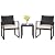 Shintenchi 3 Pieces Outdoor Patio Furniture Set Modern Black Wicker Bistro Set Rattan Chair Conversation with Coffee Table for Yard Porch Poolside Lawn(Beige)