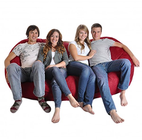 Slacker Sack 8-Feet Microfiber And Foam Microsuede Beanbag Chair Lounger, Giant, Cinnabar Red #TOP24