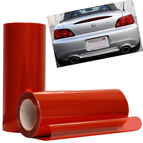 12 by 48 Inches Self Adhesive Headlight Tail Lights Fog Lights Tint Vinyl Film (12 X 48 Red)