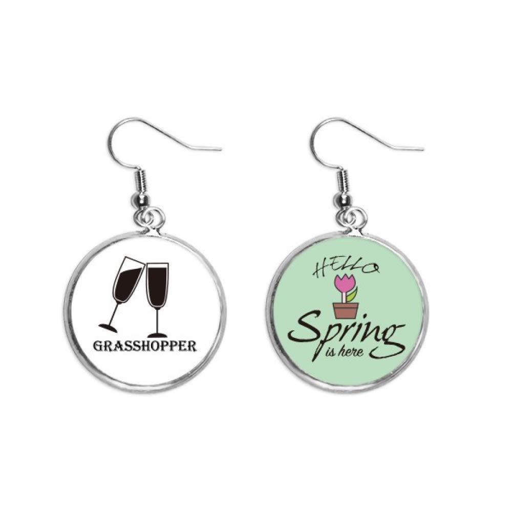 Pendientes de Grass Hopper Cocktail con silueta colgante decorativa de primavera 5