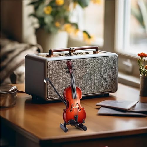 Petit violon miniature en bois pour bureau sans encombrement - 3