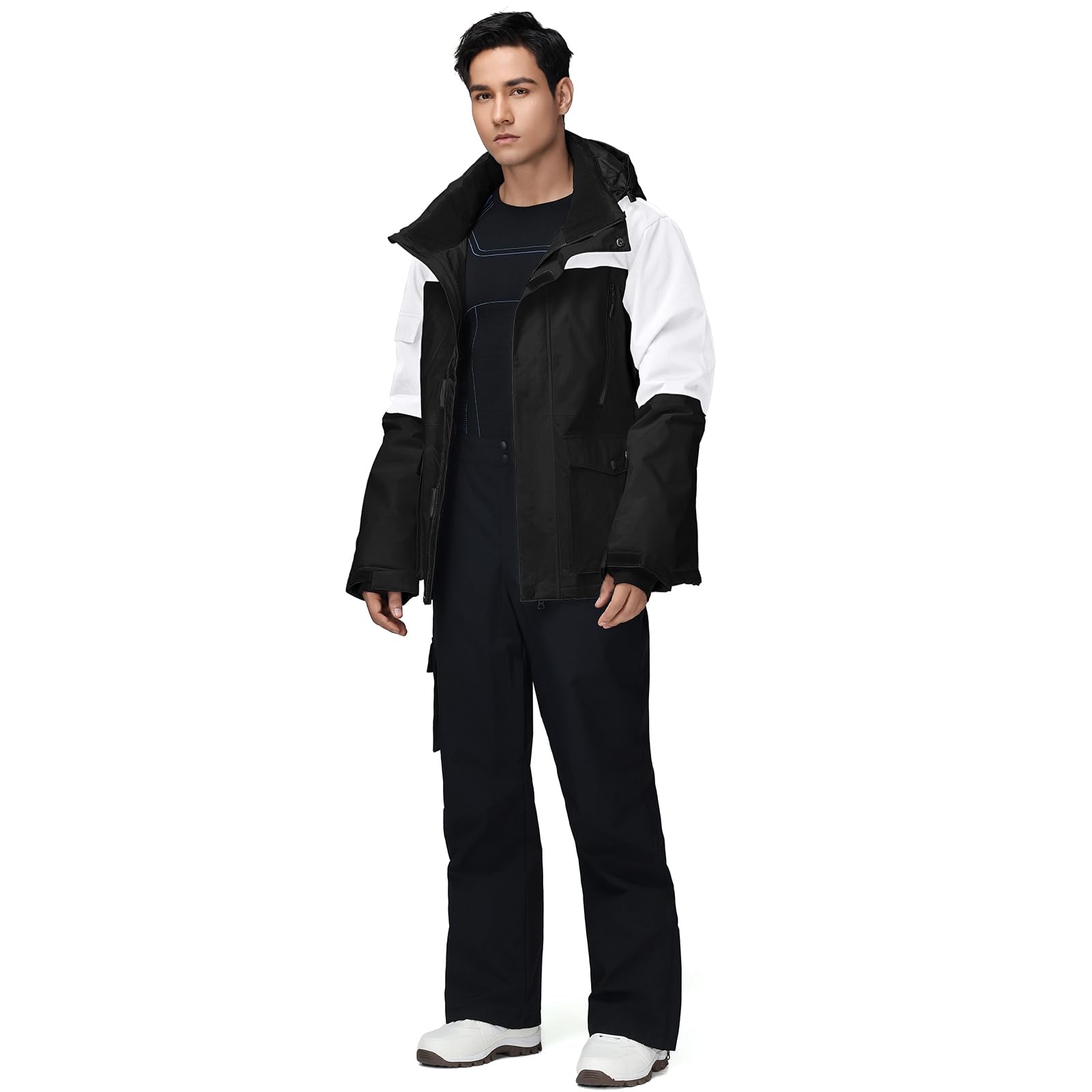 HOTIAN Ensemble veste et pantalon de ski pour homme Combinaison de neige chaude Imperméable Coupe-vent