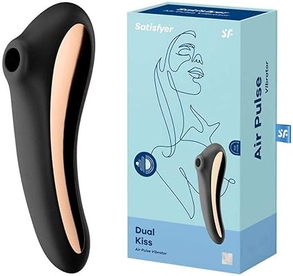 Satisfyer Dual Kiss 2:1 vibrador + vibrador de ondas de presión | resistente al agua (IPX7) | recargable | estimulación intensa | silicona médica en negro | succionador de clítoris femenino