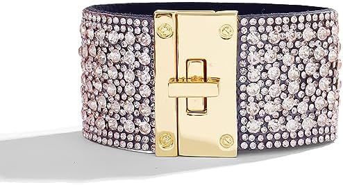 Long tiantian Bohemian Bangle Leather Bracelet for Women Wide Edge Bracelet Rhinestone Wide Bracelet for Teen Girls Leather Wrap Cuff Bracelet(champagne)