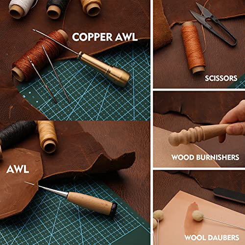 Butuze Leather Working Tools: Professional Leather Working Kit With Leather Snap Fasteners And Rivets Kit, Automatic Hole Punch, Waxed Thread Stitching Groover Leather Repair Kit For Furniture #TOP5