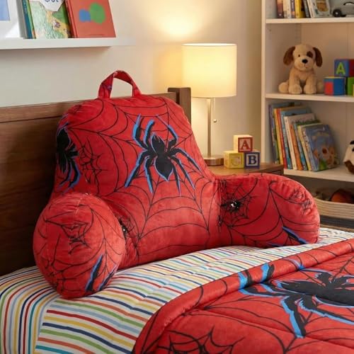 Redbaker Spider Themed Reading Pillow with Arms for Bed 27.9 x 14.9 Spider Backrest Support Cushion with Memory Foam Couch Cushion Support Pillow for Sitting up