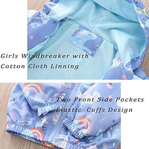 Fedpop Toddler Fall Jackets Girls Spring Unicorn Windbreaker Outerwear Lightweight Coat Long Sleeve Casual Hoodie 2-8 Years #TOP5