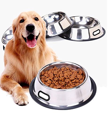 PETnSport Stainless Steel Dog Bowl with Rubber Base Rust Resistant Set of 2X 16oz Pet Feeder Water Bowl