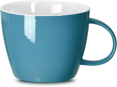 30oz Ceramic Jumbo Coffee Mug Soup Bowl with Handle for Soup, Coffee, Tea, Ice Cream, Fruit, Cereal, Milk, Mocha, Cocoa and Mulled Drinks, Microwave and Dishwasher Safe, Aqua Blue