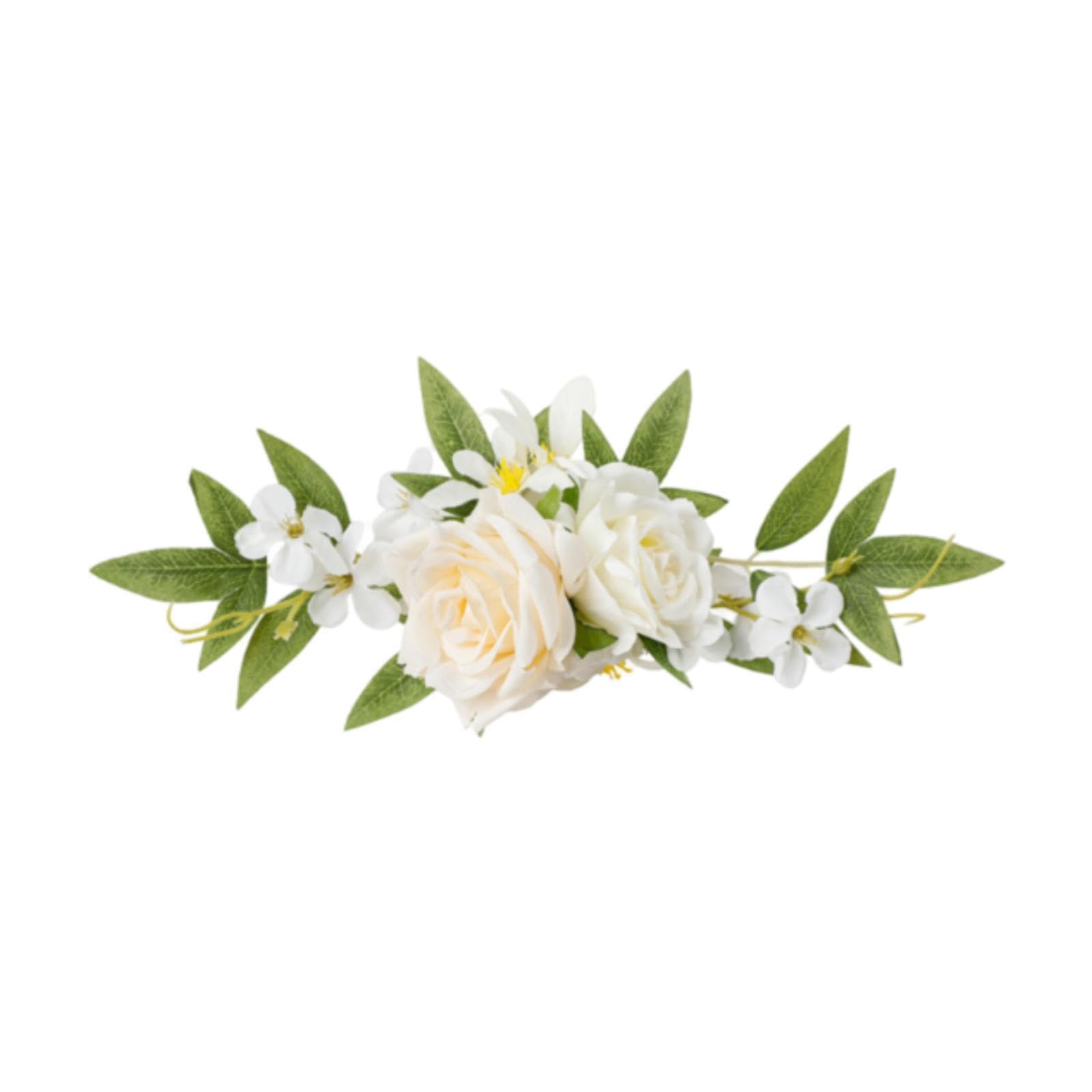 mophrati Stunning Centerpieces Ceremony Green Leaves Floral Wreath Charming Wedding Arch Flower Swag Decorations Silk Flower Arrangement Garden Decorative Garland, White Milky White, 30x13cm
