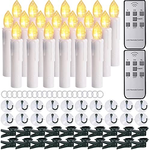 SoulBay 20pcs Christmas Window Candles with Remote Control Timer Suction Cups, LED Battery